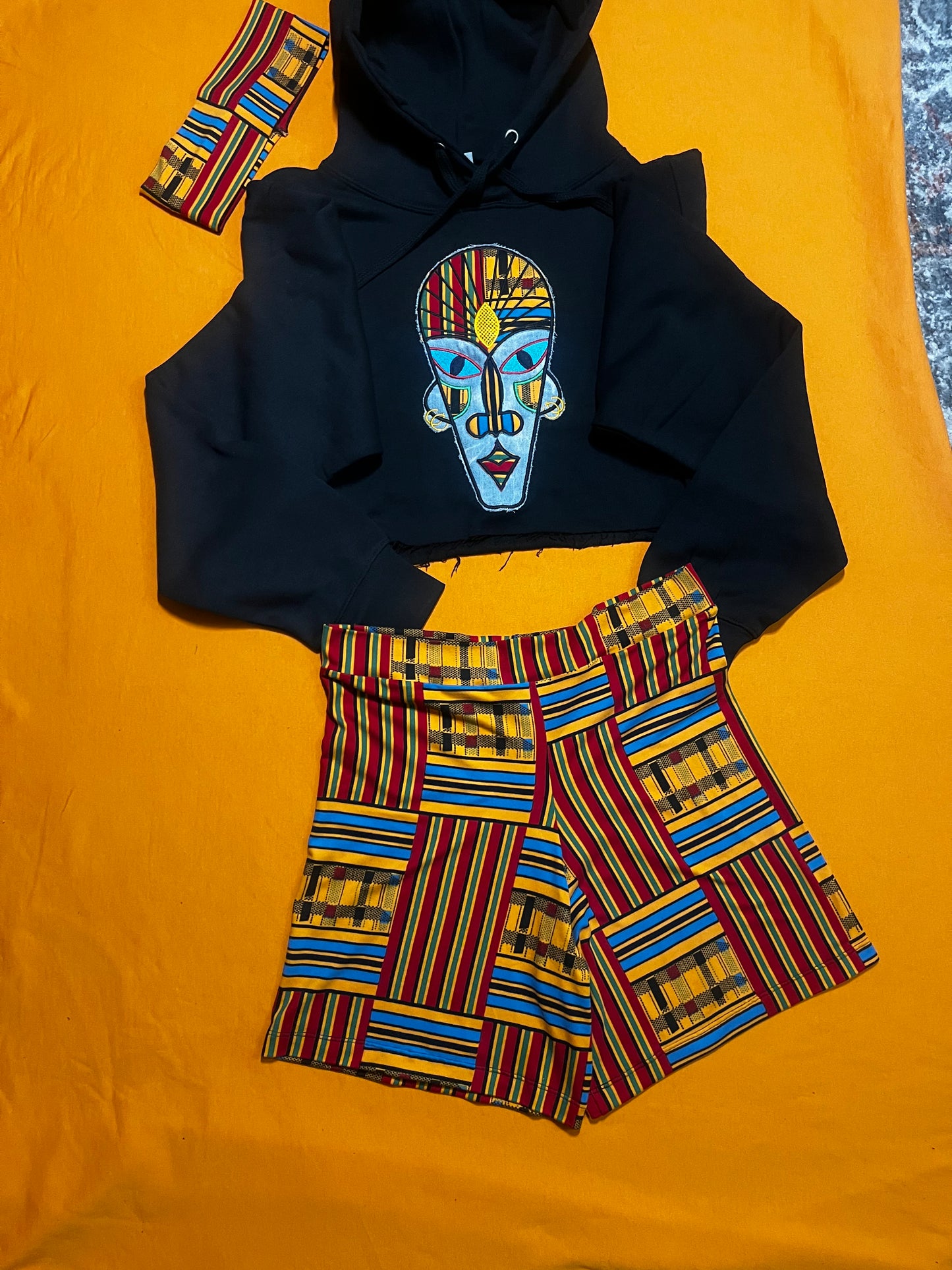 Red Kente short set